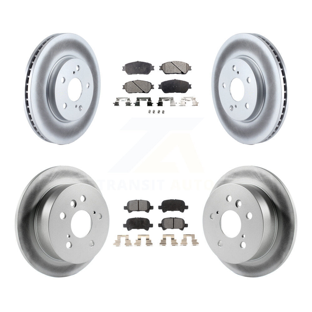 [Avant + Arrière] Kit de disque (revêtu) et plaquette (semi-métallique) de frein pour Toyota Camry Avalon Solara KGF-100830