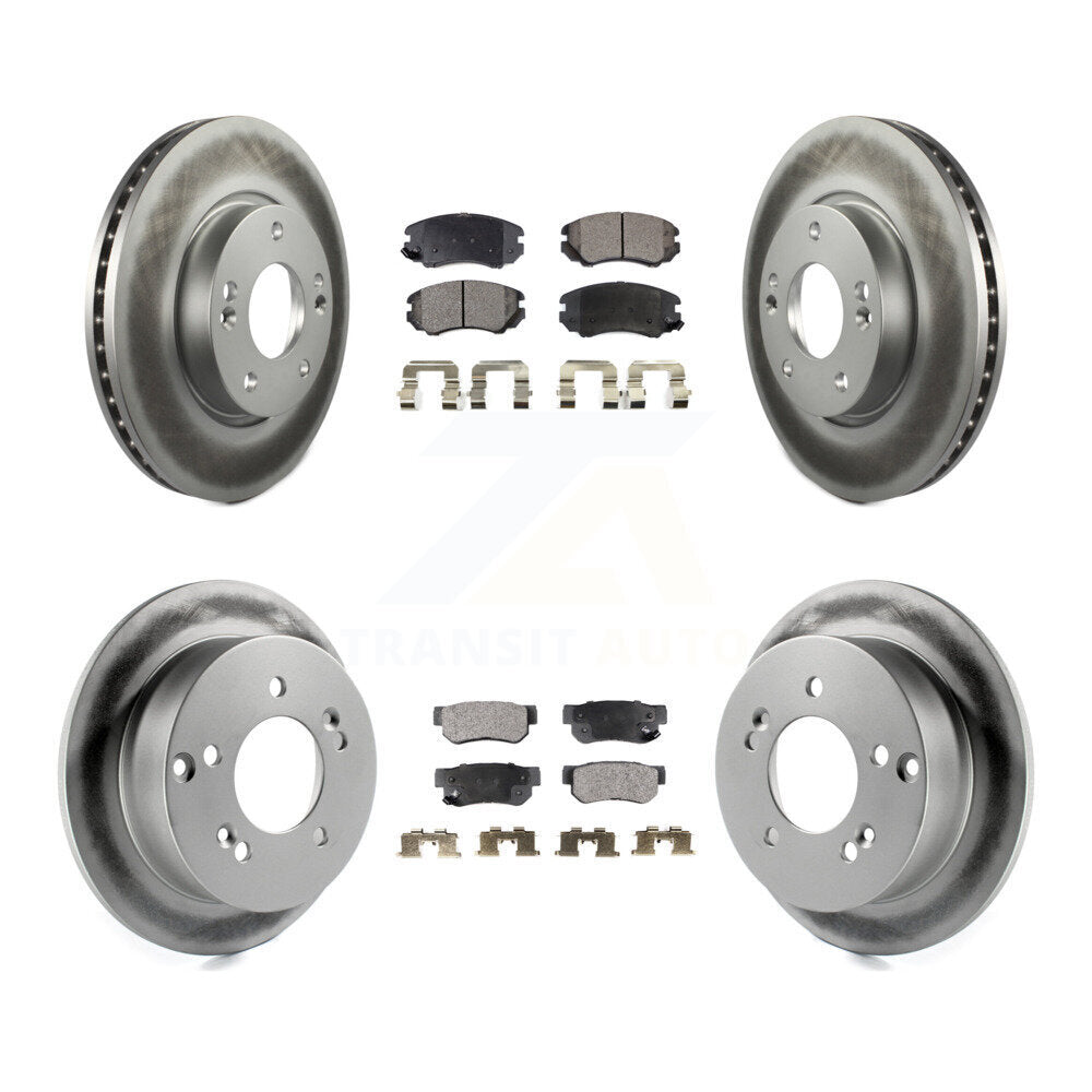 [Avant + Arrière] Kit de disque (revêtu) et plaquette (semi-métallique) de frein pour Hyundai Sonata Kia Sportage Tucson Optima Magentis KGF-100839