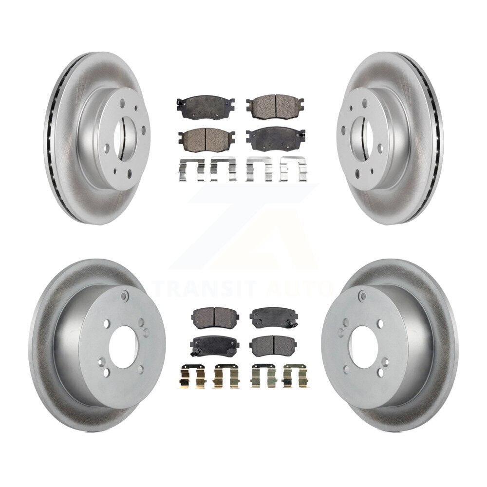 [Avant + Arrière] Kit de disque (revêtu) et plaquette (semi-métallique) de frein pour 2006 Hyundai Accent Hatchback KGF-100866