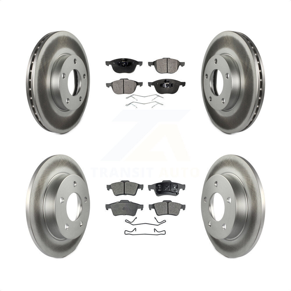 [Avant + Arrière] Kit de disque (revêtu) et plaquette (semi-métallique) de frein pour 2004-2005 Mazda 3 2.0L KGF-100882 par Transit Auto