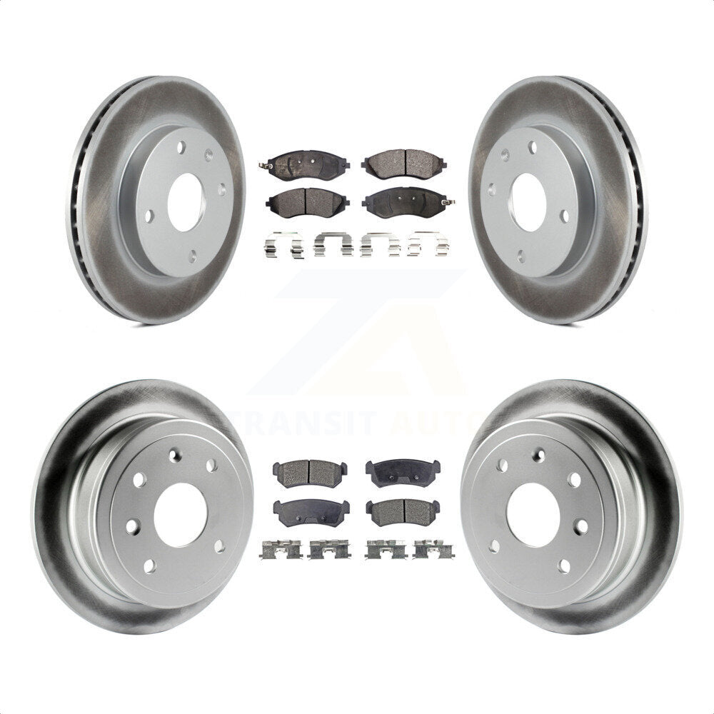 [Avant + Arrière] Kit de disque (revêtu) et plaquette (semi-métallique) de frein pour Suzuki Forenza Reno Chevrolet Optra KGF-100893 par Transit Auto