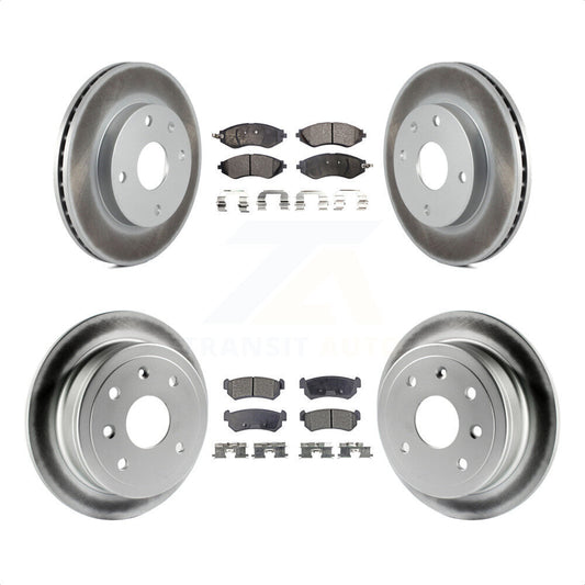 [Avant + Arrière] Kit de disque (revêtu) et plaquette (semi-métallique) de frein pour Suzuki Forenza Reno Chevrolet Optra KGF-100893 par Transit Auto