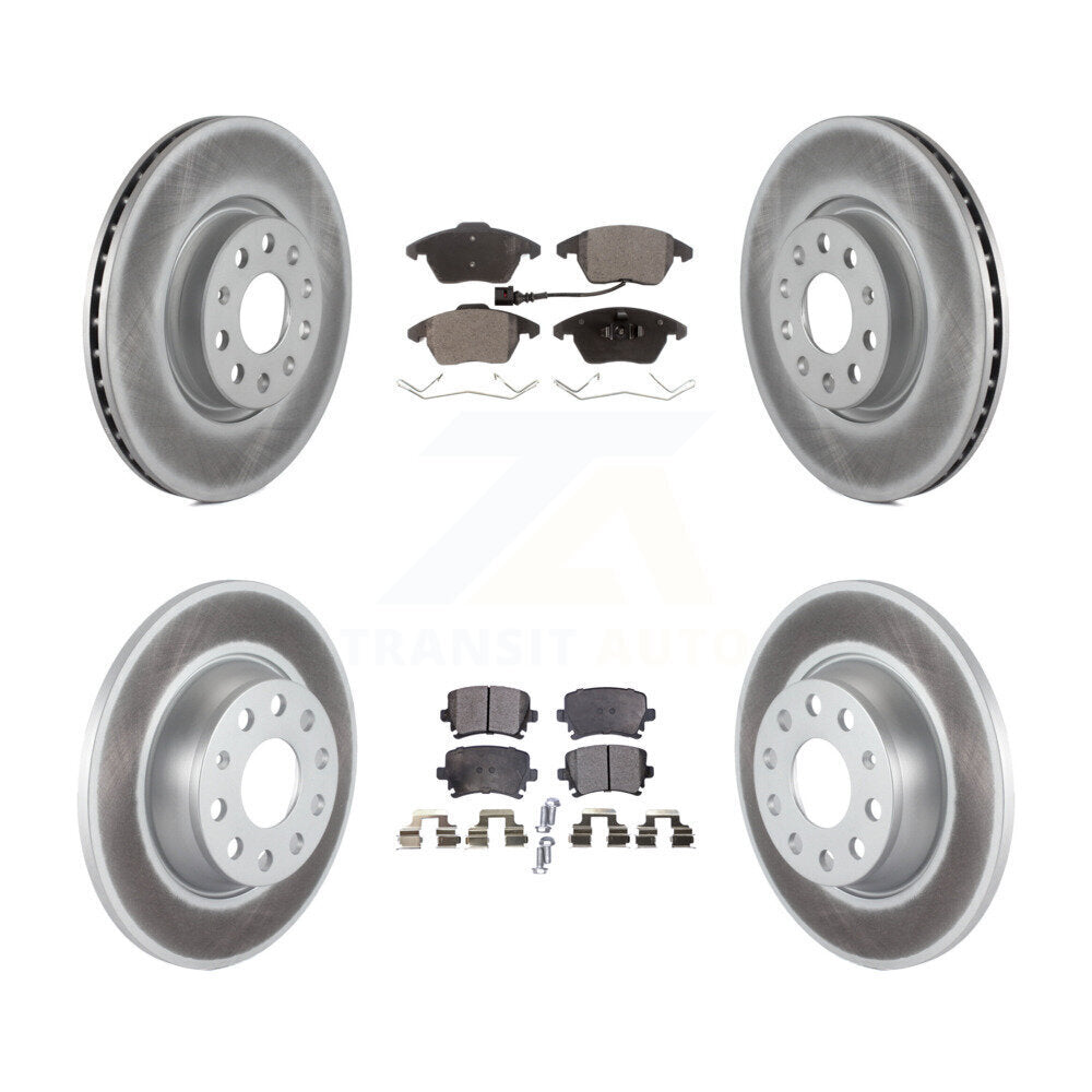[Avant + Arrière] Kit de disque (revêtu) et plaquette (semi-métallique) de frein pour Volkswagen Passat GTI Eos Audi A3 Quattro Golf KGF-100910