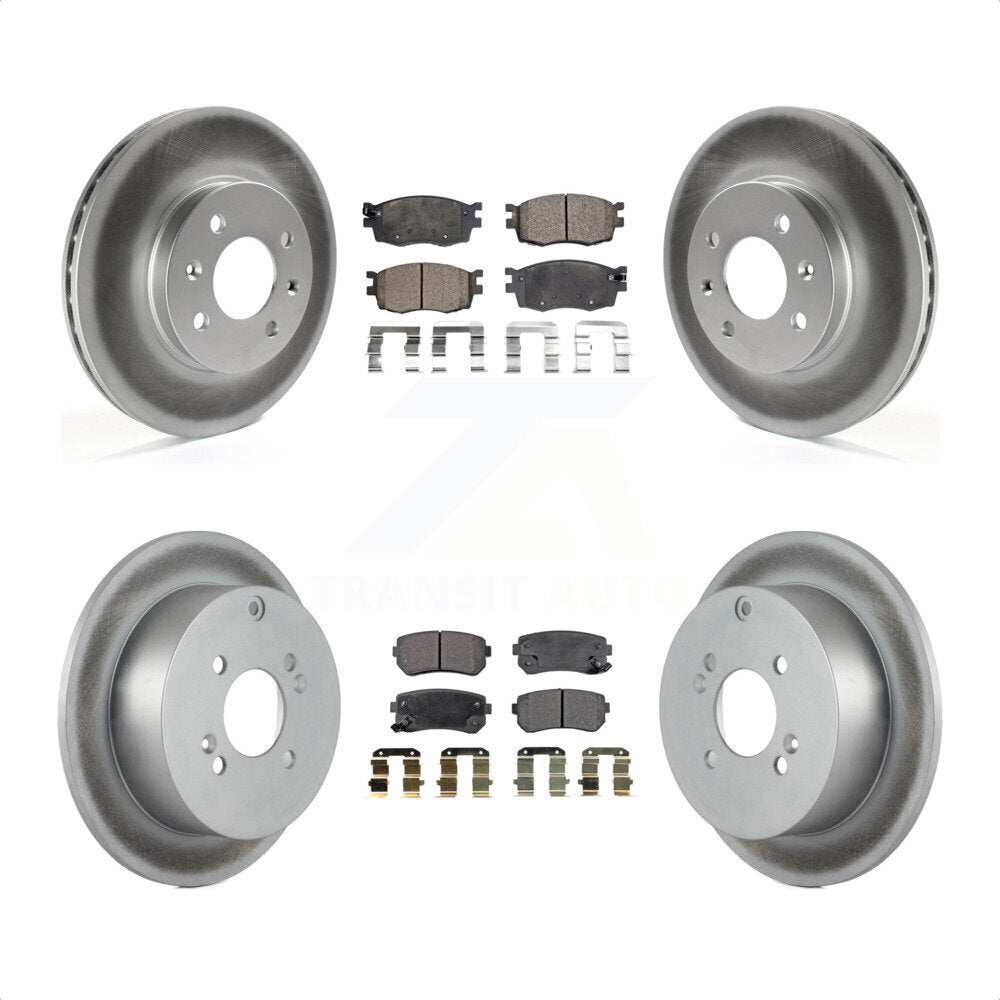 [Avant + Arrière] Kit de disque (revêtu) et plaquette (semi-métallique) de frein pour Hyundai Accent Kia Rio Rio5 KGF-100927 par Transit Auto
