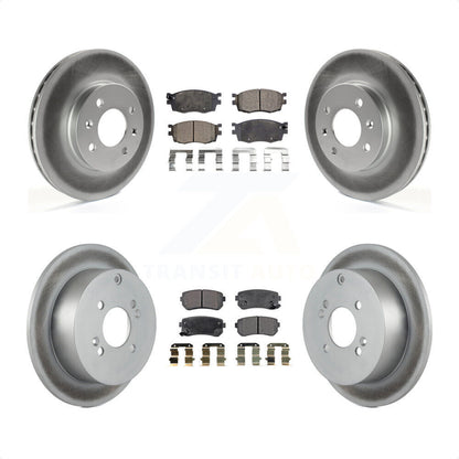 [Avant + Arrière] Kit de disque (revêtu) et plaquette (semi-métallique) de frein pour Hyundai Accent Kia Rio Rio5 KGF-100927 par Transit Auto