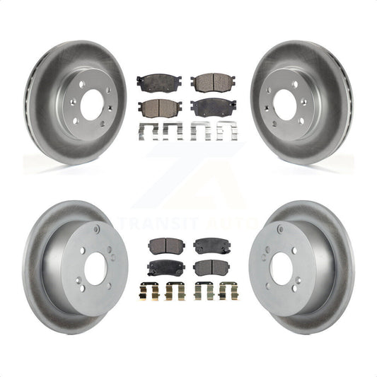 [Avant + Arrière] Kit de disque (revêtu) et plaquette (semi-métallique) de frein pour Hyundai Accent Kia Rio Rio5 KGF-100927 par Transit Auto