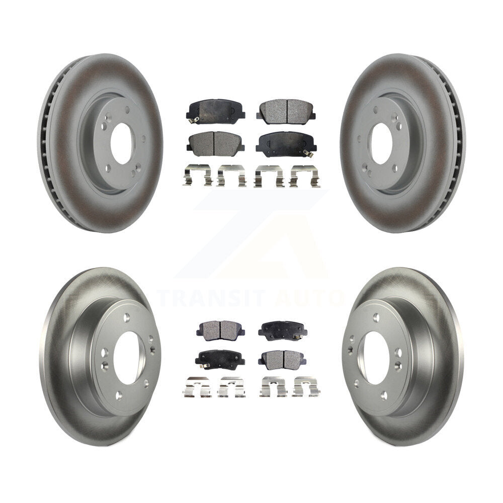 [Avant + Arrière] Kit de disque (revêtu) et plaquette (semi-métallique) de frein pour Hyundai Veloster Kia Forte Koup KGF-100938
