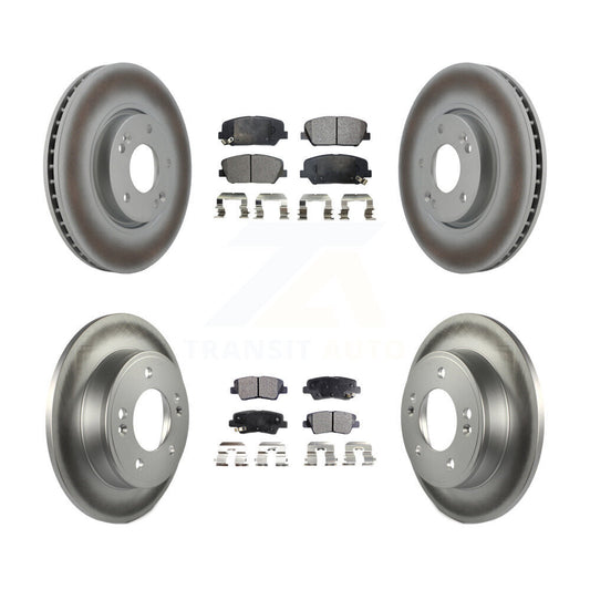 [Avant + Arrière] Kit de disque (revêtu) et plaquette (semi-métallique) de frein pour Hyundai Veloster Kia Forte Koup KGF-100938