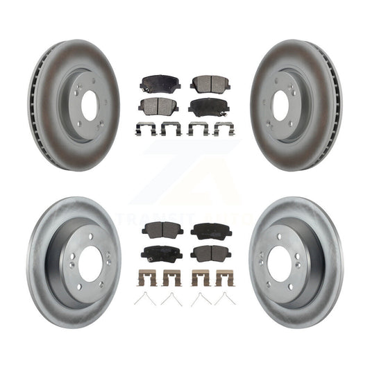 [Avant + Arrière] Kit de disque (revêtu) et plaquette (semi-métallique) de frein pour 2014-2017 Kia Rondo avec Electric Parking KGF-100940