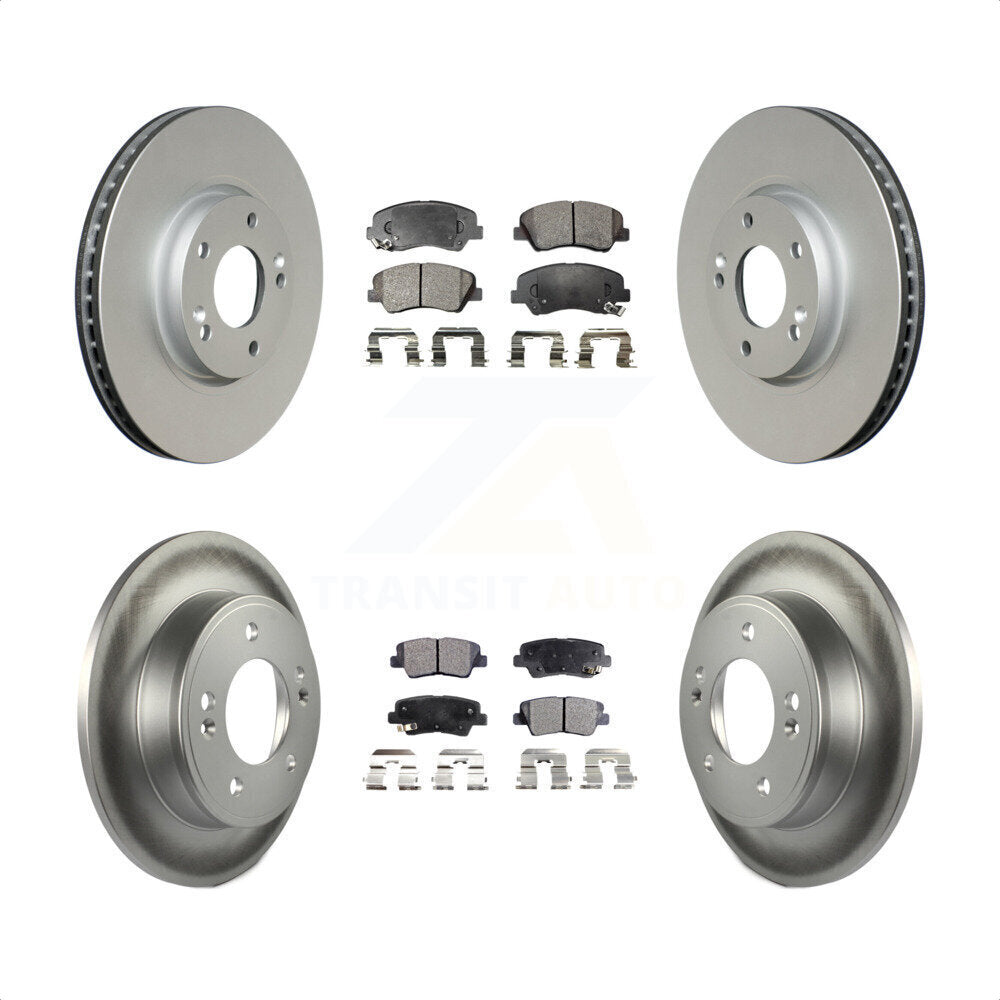 [Avant + Arrière] Kit de disque (revêtu) et plaquette (semi-métallique) de frein pour 2015 Hyundai Veloster Tech RE FLEX SE KGF-100944 par Transit Auto