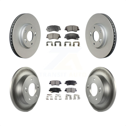 [Avant + Arrière] Kit de disque (revêtu) et plaquette (semi-métallique) de frein pour 2015 Hyundai Veloster Tech RE FLEX SE KGF-100944 par Transit Auto