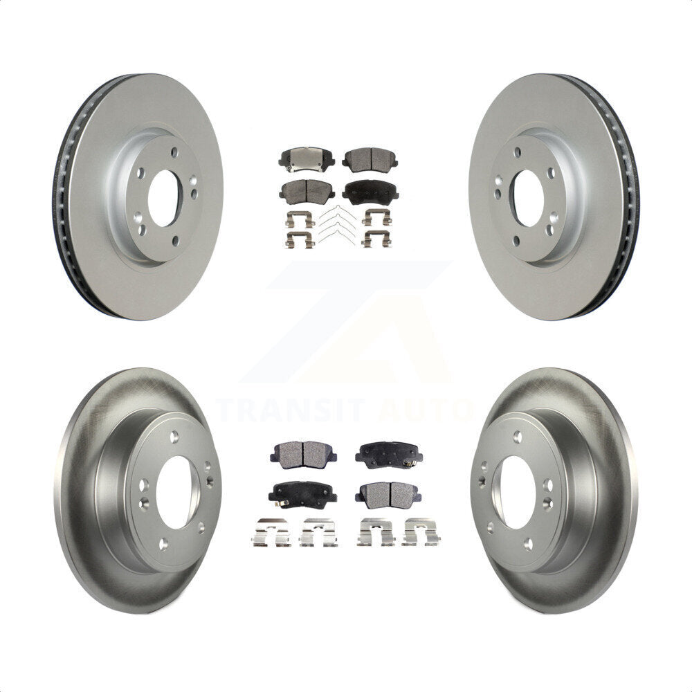 [Avant + Arrière] Kit de disque (revêtu) et plaquette (semi-métallique) de frein pour 2017 Kia Forte Koup SX KGF-100947 par Transit Auto