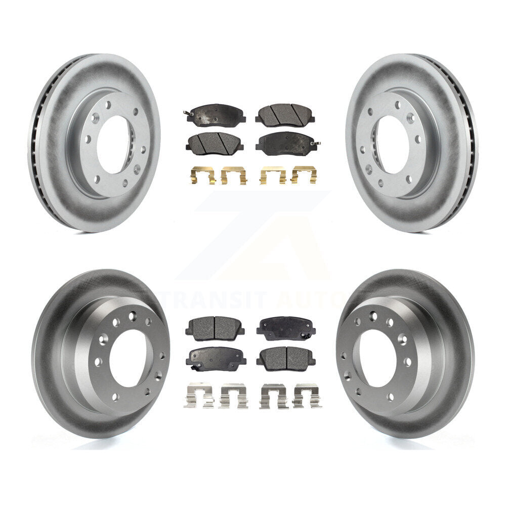 [Avant + Arrière] Kit de disque (revêtu) et plaquette (semi-métallique) de frein pour Kia Sedona Hyundai Entourage KGF-100950