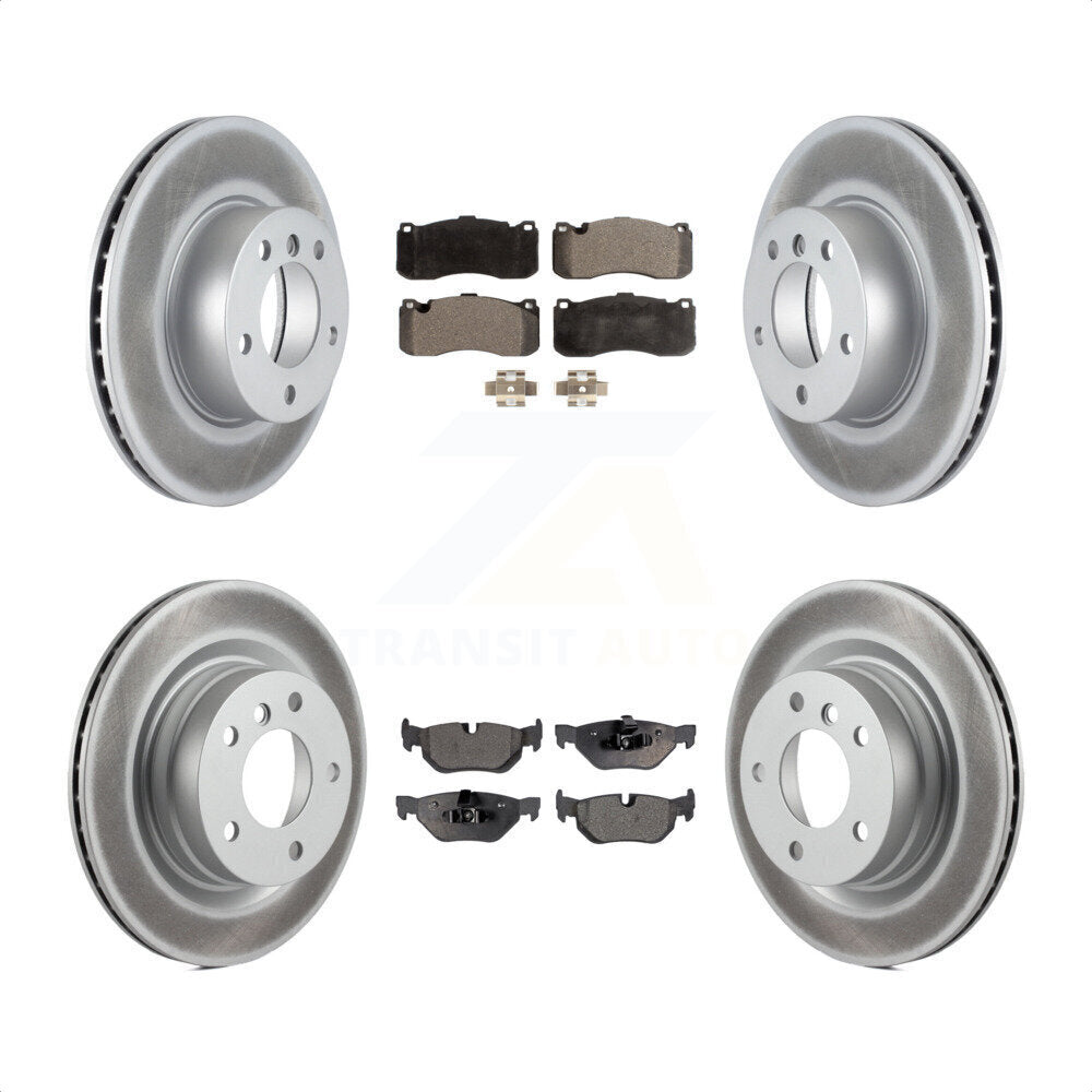 [Avant + Arrière] Kit de disque (revêtu) et plaquette (semi-métallique) de frein pour 2006-2007 BMW 323i avec 338mm Diameter Rotor KGF-100967 par Transit Auto