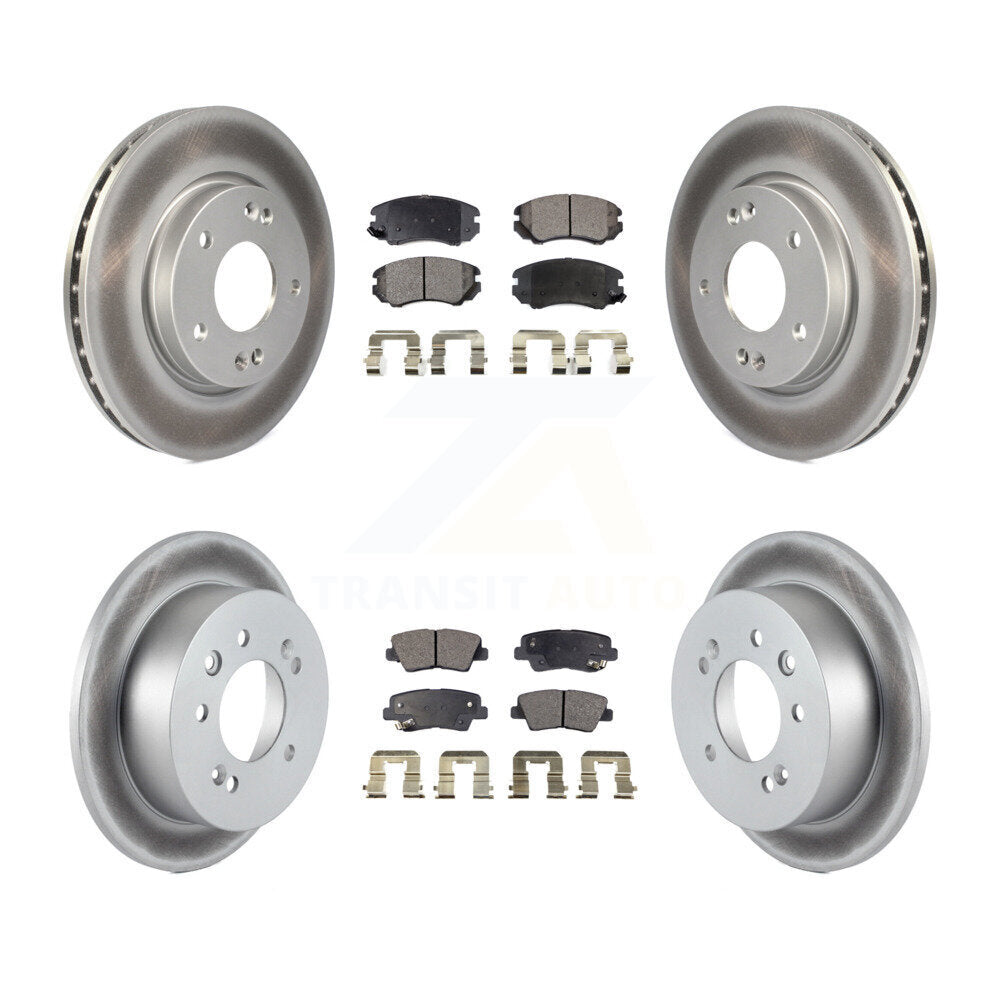 [Avant + Arrière] Kit de disque (revêtu) et plaquette (semi-métallique) de frein pour 2010 Hyundai Elantra Sedan From 03 23 10 KGF-100970