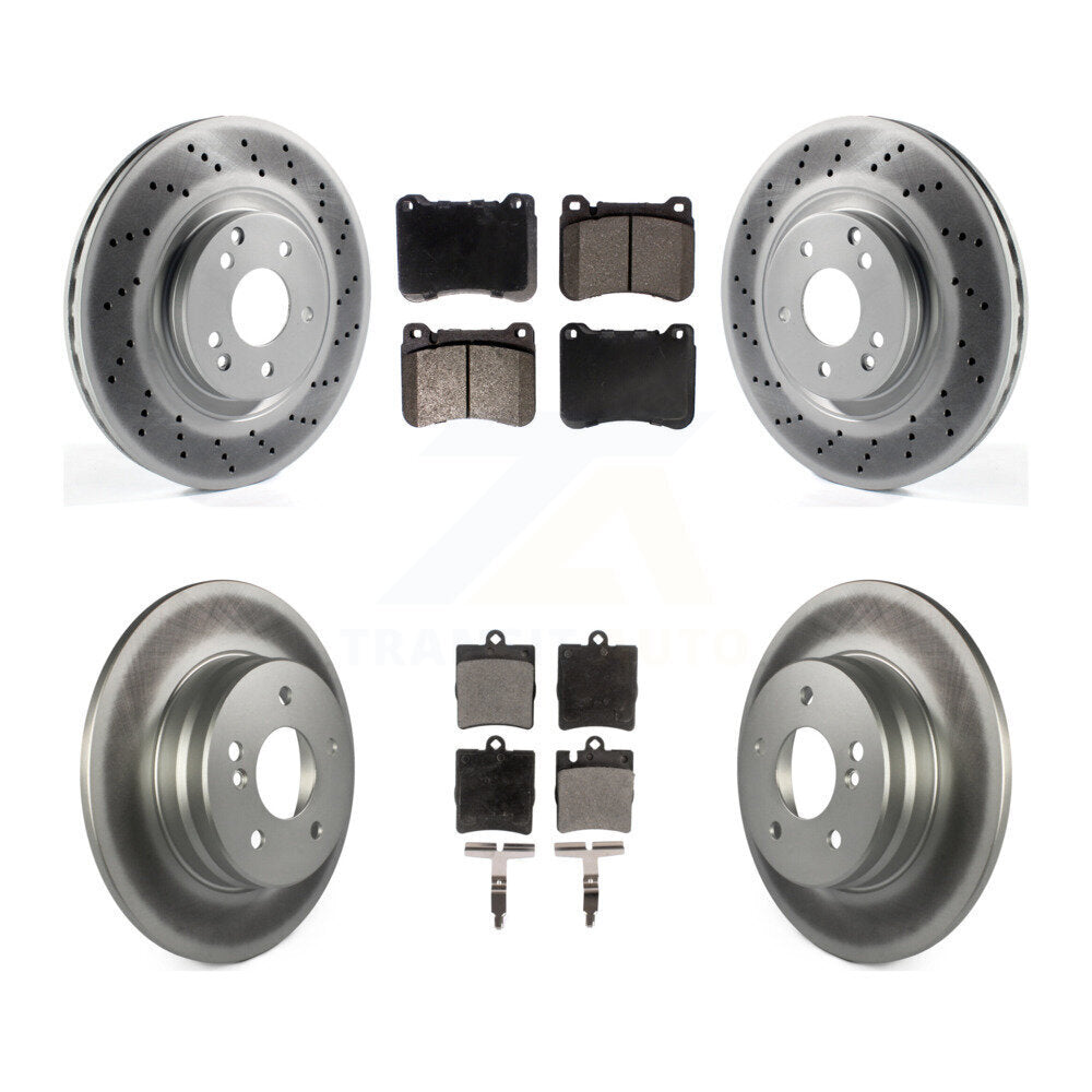 [Avant + Arrière] Kit de disque (revêtu) et plaquette (semi-métallique) de frein pour Mercedes-Benz C230 CLK350 C320 SLK350 SLK300 KGF-100978