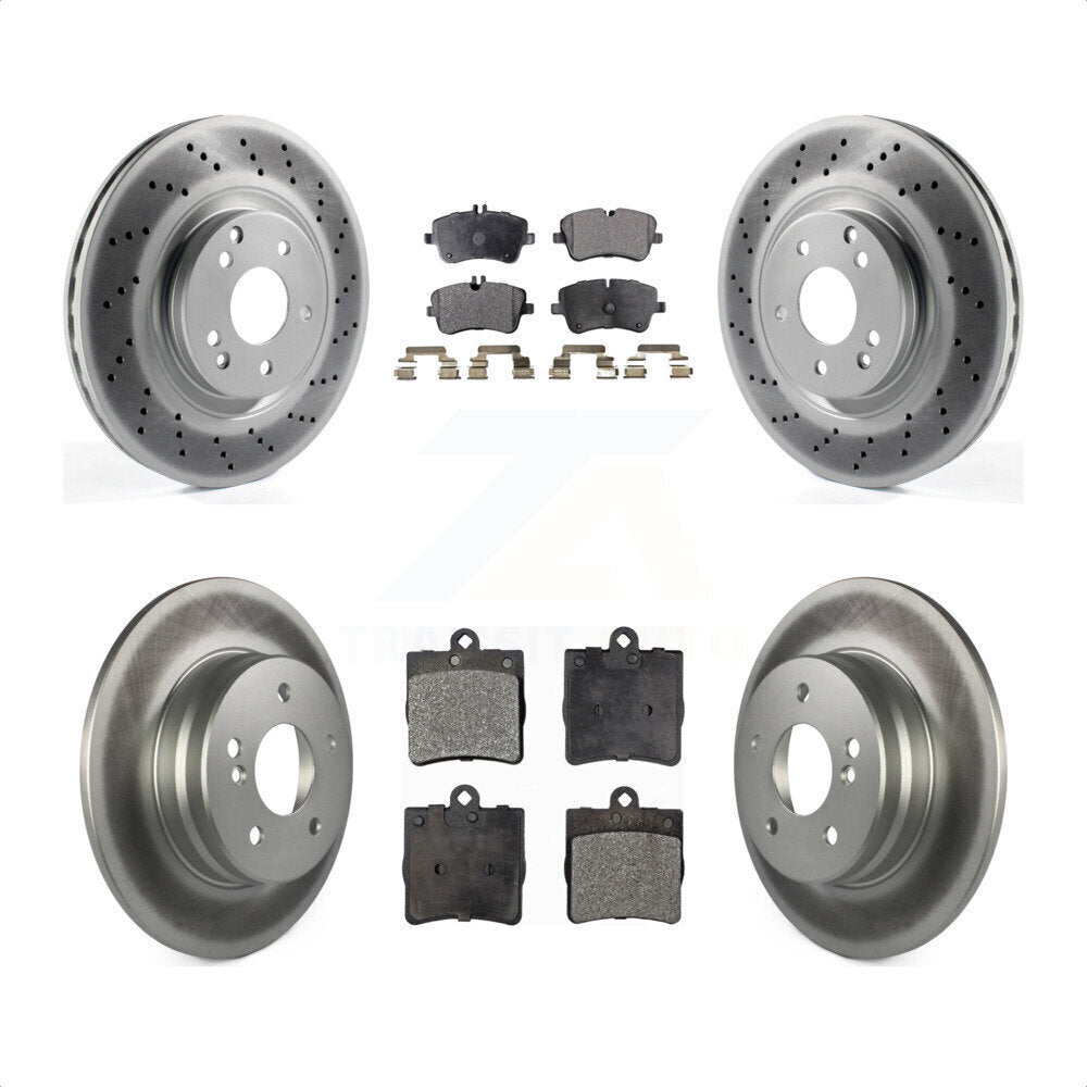 [Avant + Arrière] Kit de disque (revêtu) et plaquette (semi-métallique) de frein pour 2007-2008 Mercedes-Benz SLK280 avec Sport Package KGF-100980 par Transit Auto
