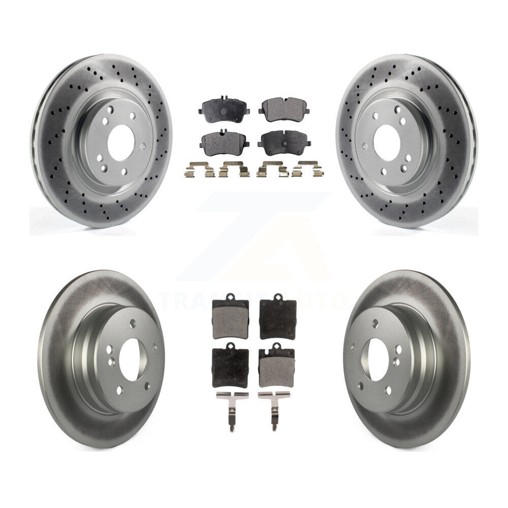 [Avant + Arrière] Kit de disque (revêtu) et plaquette (semi-métallique) de frein pour 2004 Mercedes-Benz C320 Wagon Coupe avec RWD avec Sport Package KGF-100981