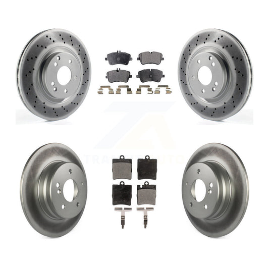 [Avant + Arrière] Kit de disque (revêtu) et plaquette (semi-métallique) de frein pour 2004 Mercedes-Benz C320 Wagon Coupe avec RWD avec Sport Package KGF-100981