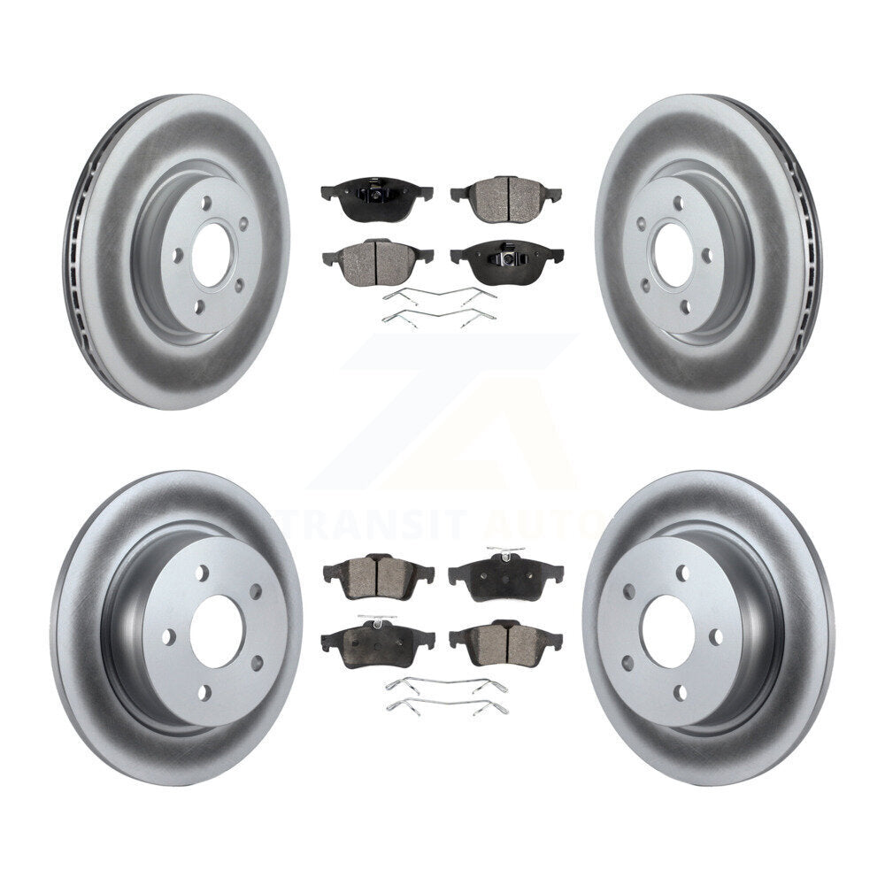 [Avant + Arrière] Kit de disque (revêtu) et plaquette (semi-métallique) de frein pour 2014 Ford Connect 104.8" wheel base KGF-100988