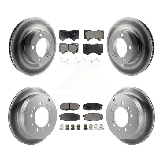 [Avant + Arrière] Kit de disque (revêtu) et plaquette (semi-métallique) de frein pour Toyota Tundra Sequoia Lexus LX570 Land Cruiser KGF-100996