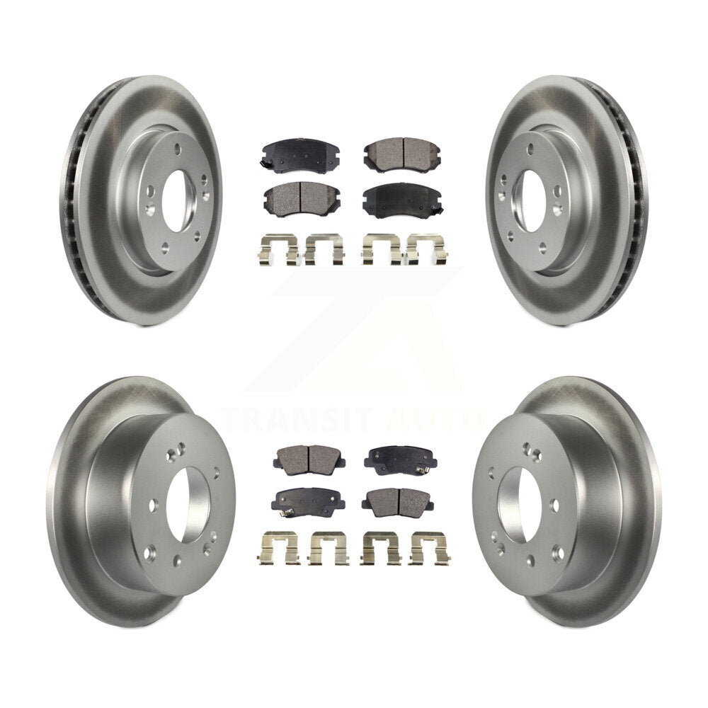 [Avant + Arrière] Kit de disque (revêtu) et plaquette (semi-métallique) de frein pour 2010-2011 Kia Soul 2.0L KGF-101066