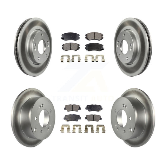 [Avant + Arrière] Kit de disque (revêtu) et plaquette (semi-métallique) de frein pour 2010-2011 Kia Soul 2.0L KGF-101066