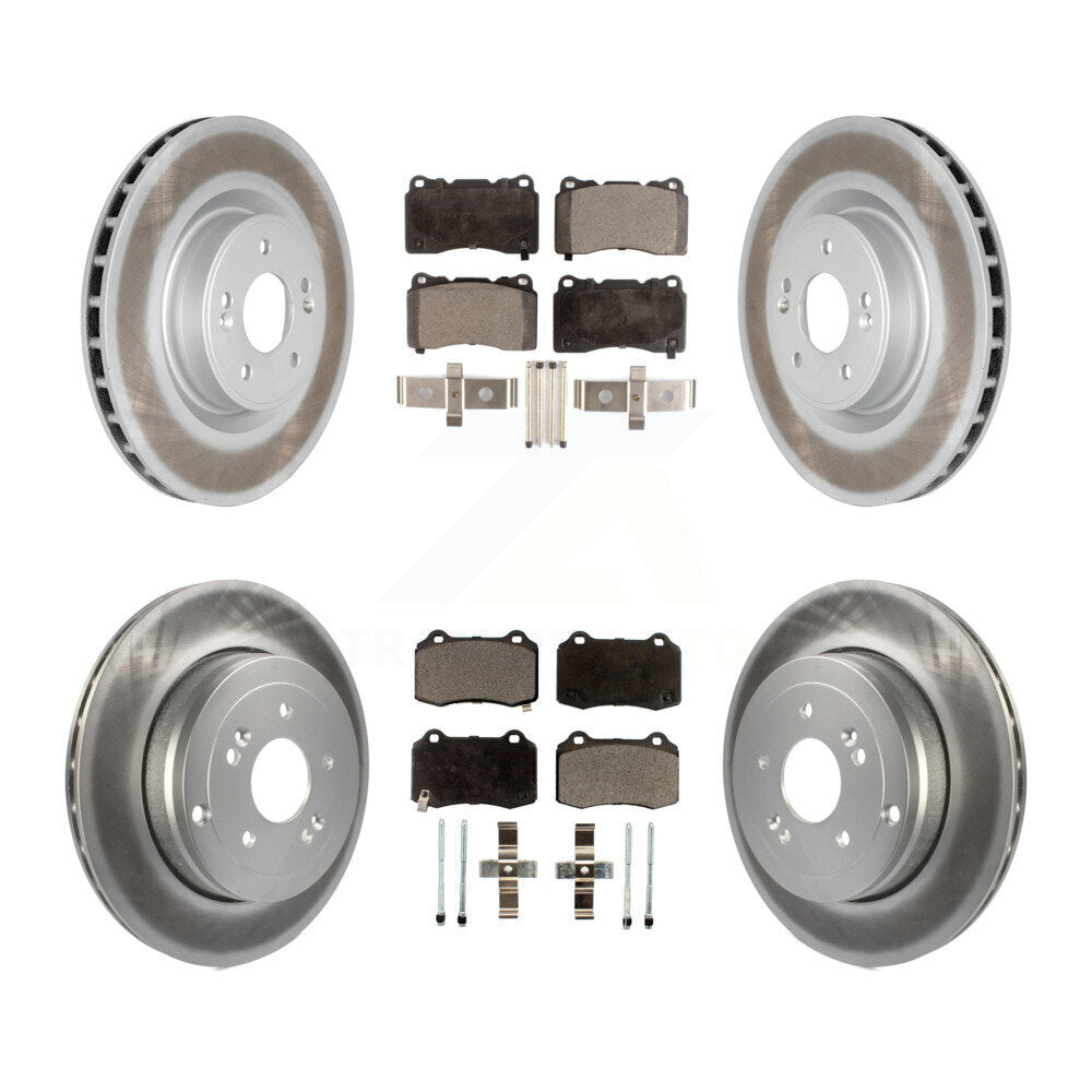 [Avant + Arrière] Kit de disque (revêtu) et plaquette (semi-métallique) de frein pour Hyundai Genesis Coupe KGF-101067