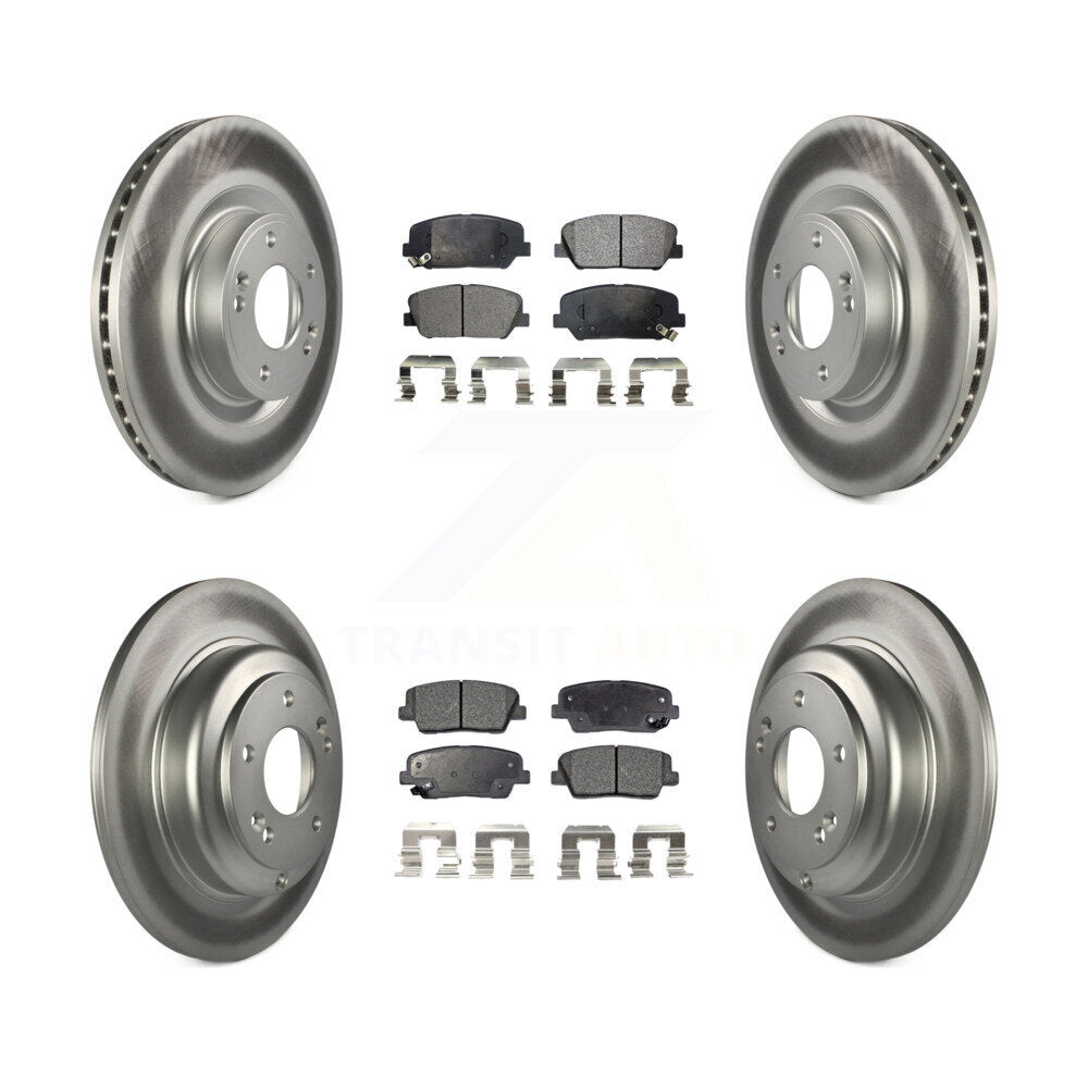 [Avant + Arrière] Kit de disque (revêtu) et plaquette (semi-métallique) de frein pour Hyundai Genesis Coupe KGF-101068