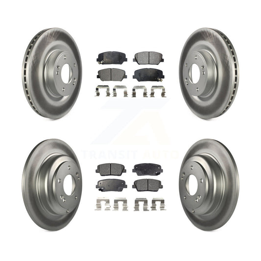 [Avant + Arrière] Kit de disque (revêtu) et plaquette (semi-métallique) de frein pour Hyundai Genesis Coupe KGF-101068