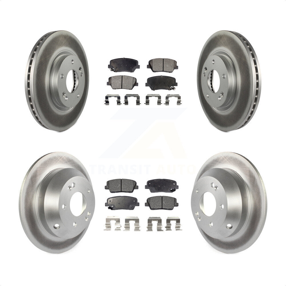[Avant + Arrière] Kit de disque (revêtu) et plaquette (semi-métallique) de frein pour Kia Sorento Hyundai Santa Fe KGF-101070 par Transit Auto