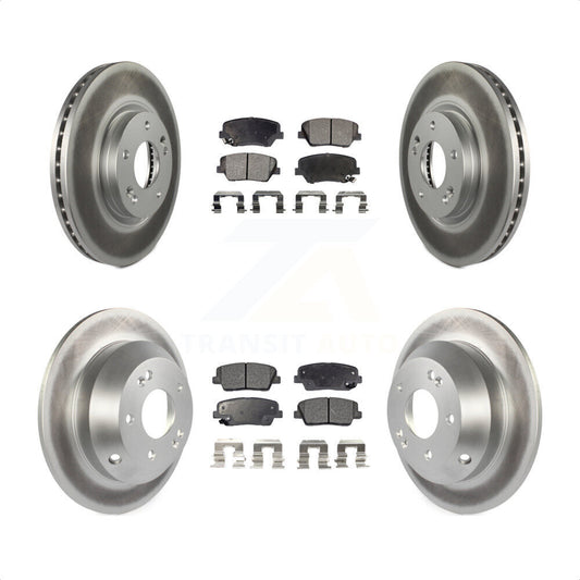 [Avant + Arrière] Kit de disque (revêtu) et plaquette (semi-métallique) de frein pour Kia Sorento Hyundai Santa Fe KGF-101070 par Transit Auto