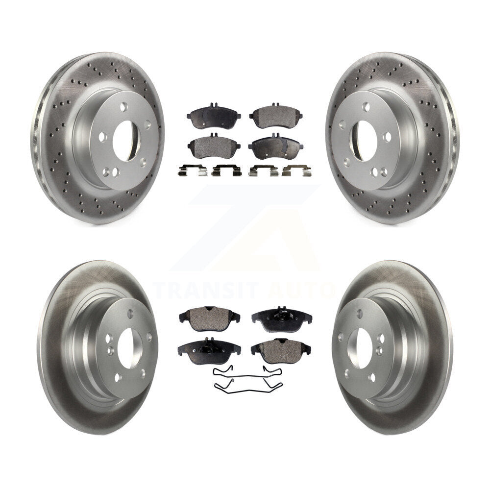 [Avant + Arrière] Kit de disque (revêtu) et plaquette (semi-métallique) de frein pour Mercedes-Benz C300 C250 C230 KGF-101075