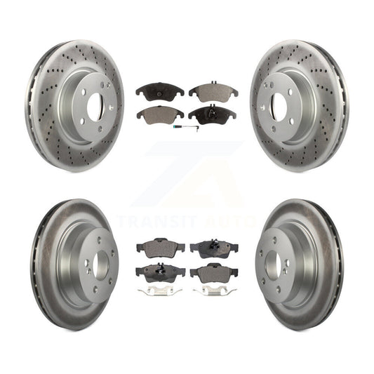[Avant + Arrière] Kit de disque (revêtu) et plaquette (semi-métallique) de frein pour Mercedes-Benz E350 E400 avec 322mm Diameter Rotor KGF-101081