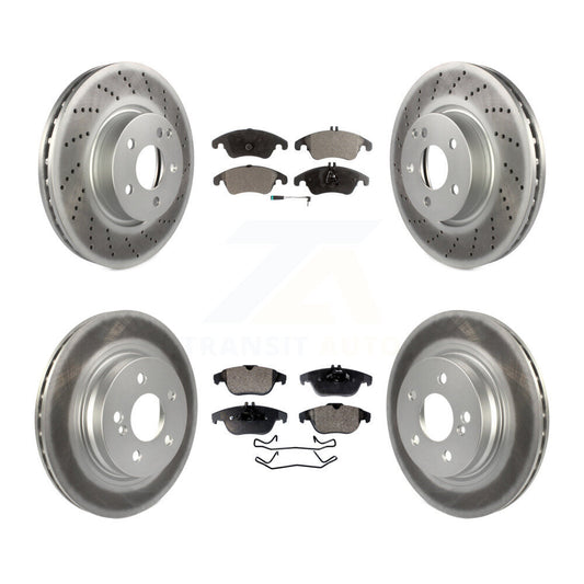 [Avant + Arrière] Kit de disque (revêtu) et plaquette (semi-métallique) de frein pour Mercedes-Benz E350 C300 C350 KGF-101082