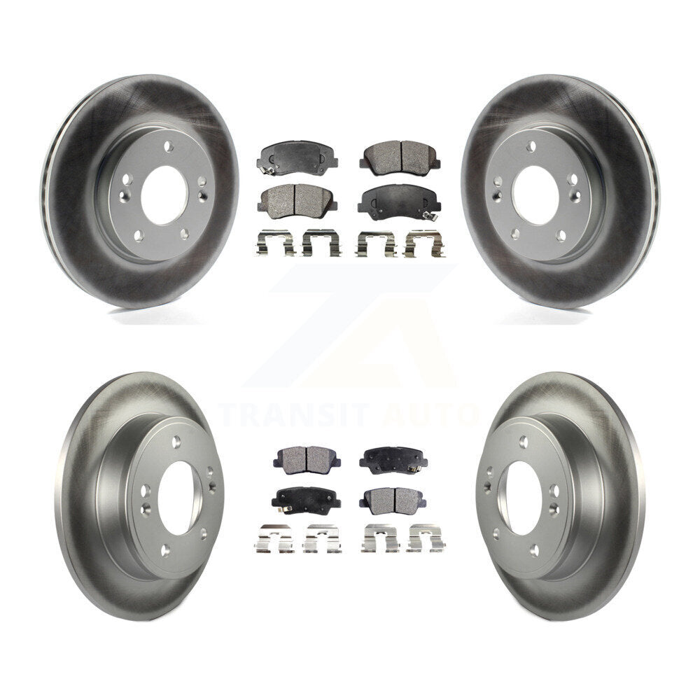[Avant + Arrière] Kit de disque (revêtu) et plaquette (semi-métallique) de frein pour Hyundai Elantra Kia Forte Veloster GT Forte5 Coupe Koup KGF-101089