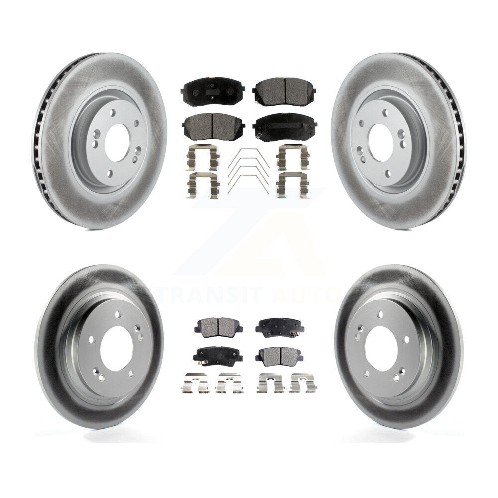 [Avant + Arrière] Kit de disque (revêtu) et plaquette (semi-métallique) de frein pour 2016 Hyundai Sonata GAS engine avec Electric Parking KGF-101102