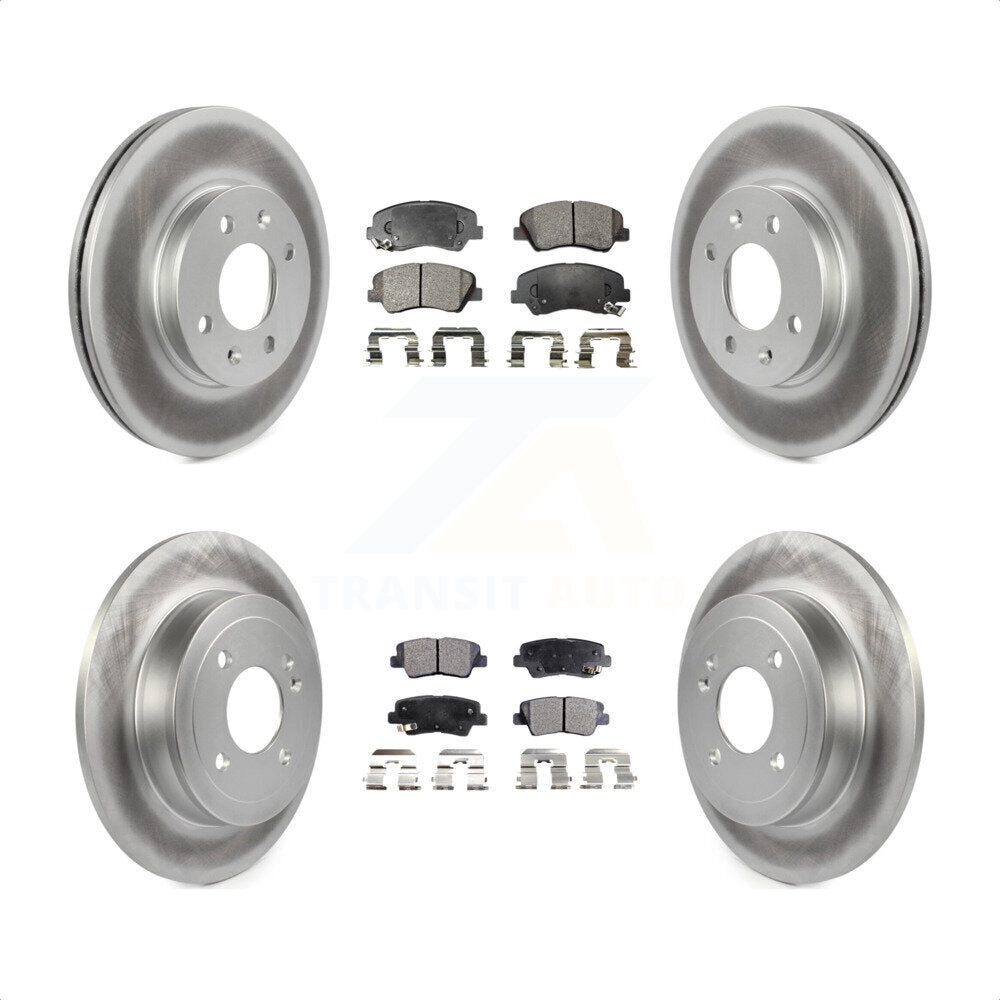 [Avant + Arrière] Kit de disque (revêtu) et plaquette (semi-métallique) de frein pour Hyundai Accent Kia Rio KGF-101117 par Transit Auto