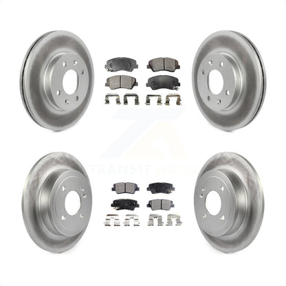 [Avant + Arrière] Kit de disque (revêtu) et plaquette (semi-métallique) de frein pour Hyundai Accent Kia Rio KGF-101117 par Transit Auto