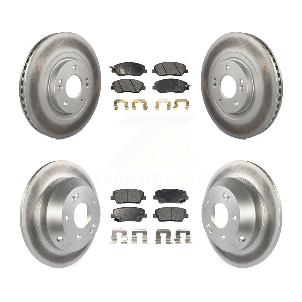 [Avant + Arrière] Kit de disque (revêtu) et plaquette (semi-métallique) de frein pour 2013-2016 Hyundai Santa Fe XL 3.3L KGF-101120 par Transit Auto