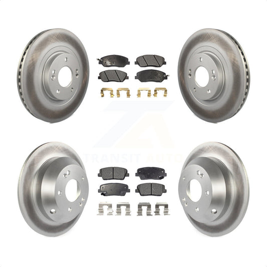 [Avant + Arrière] Kit de disque (revêtu) et plaquette (semi-métallique) de frein pour 2013-2016 Hyundai Santa Fe XL 3.3L KGF-101120 par Transit Auto