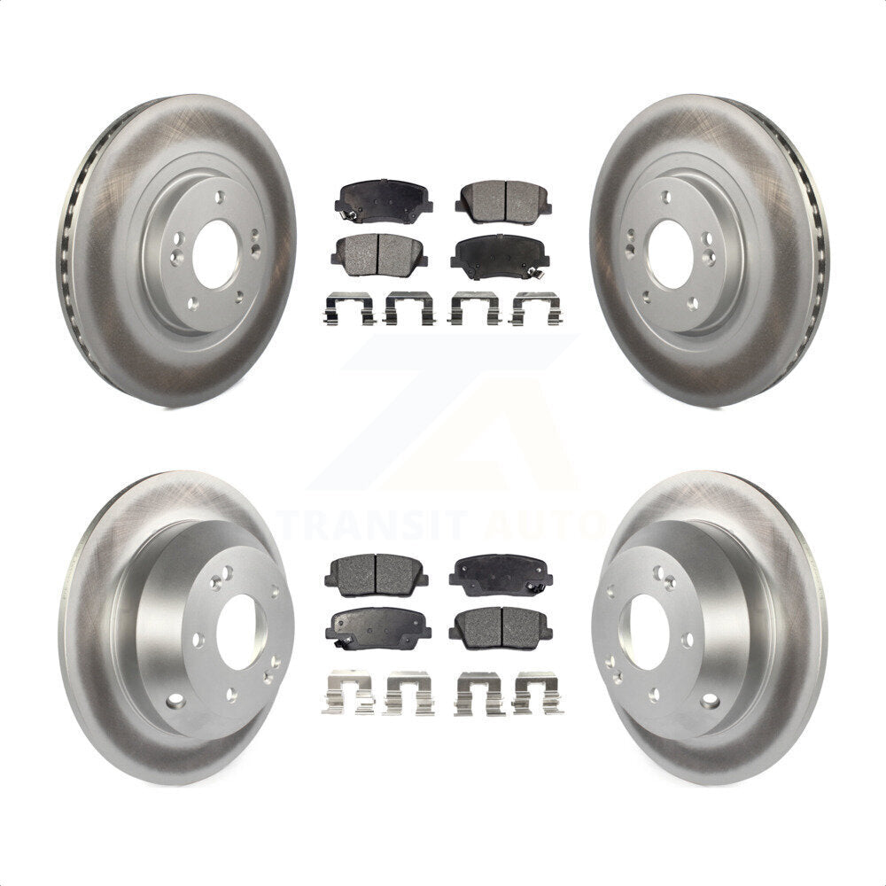 [Avant + Arrière] Kit de disque (revêtu) et plaquette (semi-métallique) de frein pour Hyundai Santa Fe Sport Kia Sorento KGF-101121 par Transit Auto