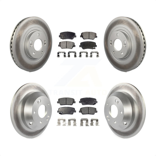 [Avant + Arrière] Kit de disque (revêtu) et plaquette (semi-métallique) de frein pour Hyundai Santa Fe Sport Kia Sorento KGF-101121 par Transit Auto
