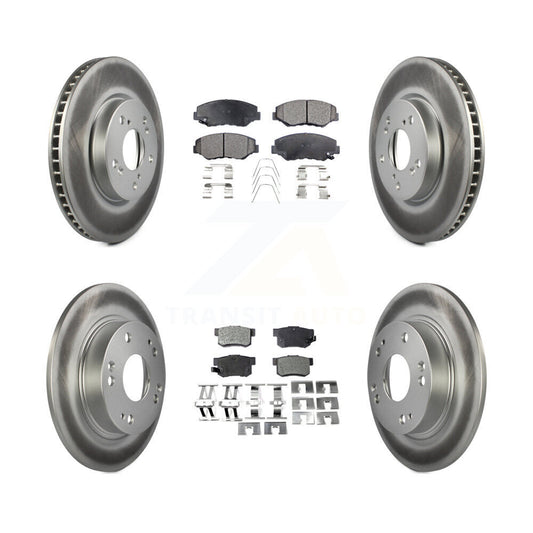 [Avant + Arrière] Kit de disque (revêtu) et plaquette (semi-métallique) de frein pour 2015 Honda Civic EX avec Coupe Manual transmission KGF-101128