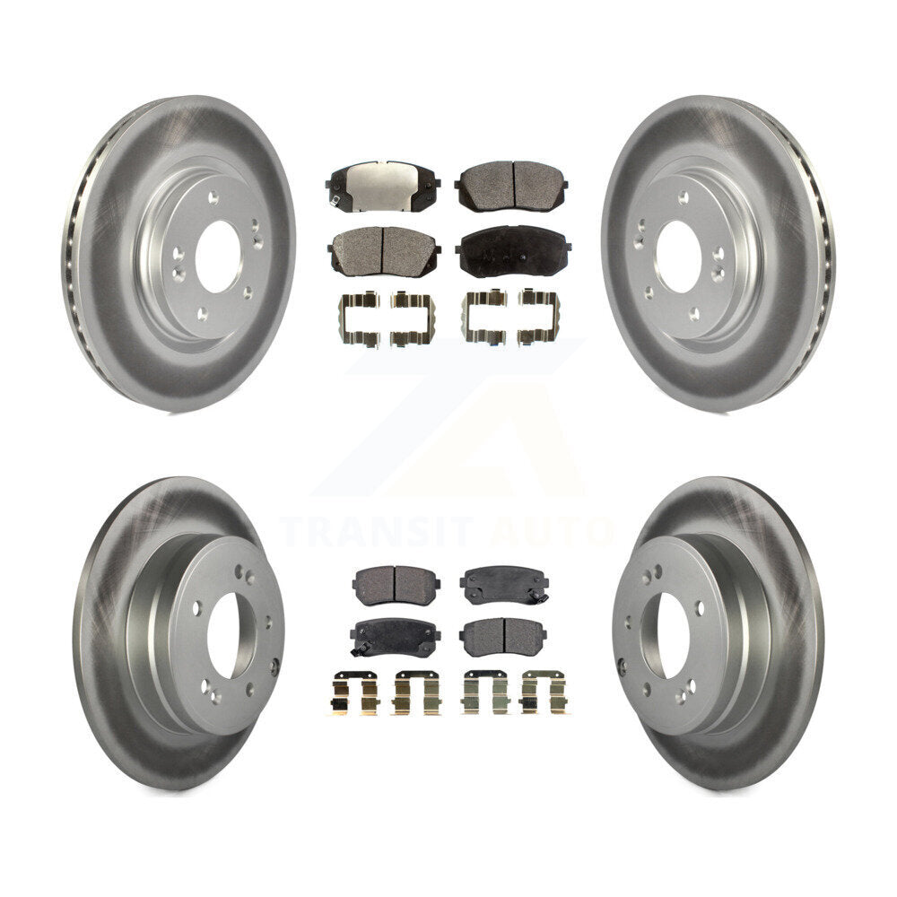 [Avant + Arrière] Kit de disque (revêtu) et plaquette (semi-métallique) de frein pour 2015 Hyundai Sonata GAS engine avec Manual Parking KGF-101161