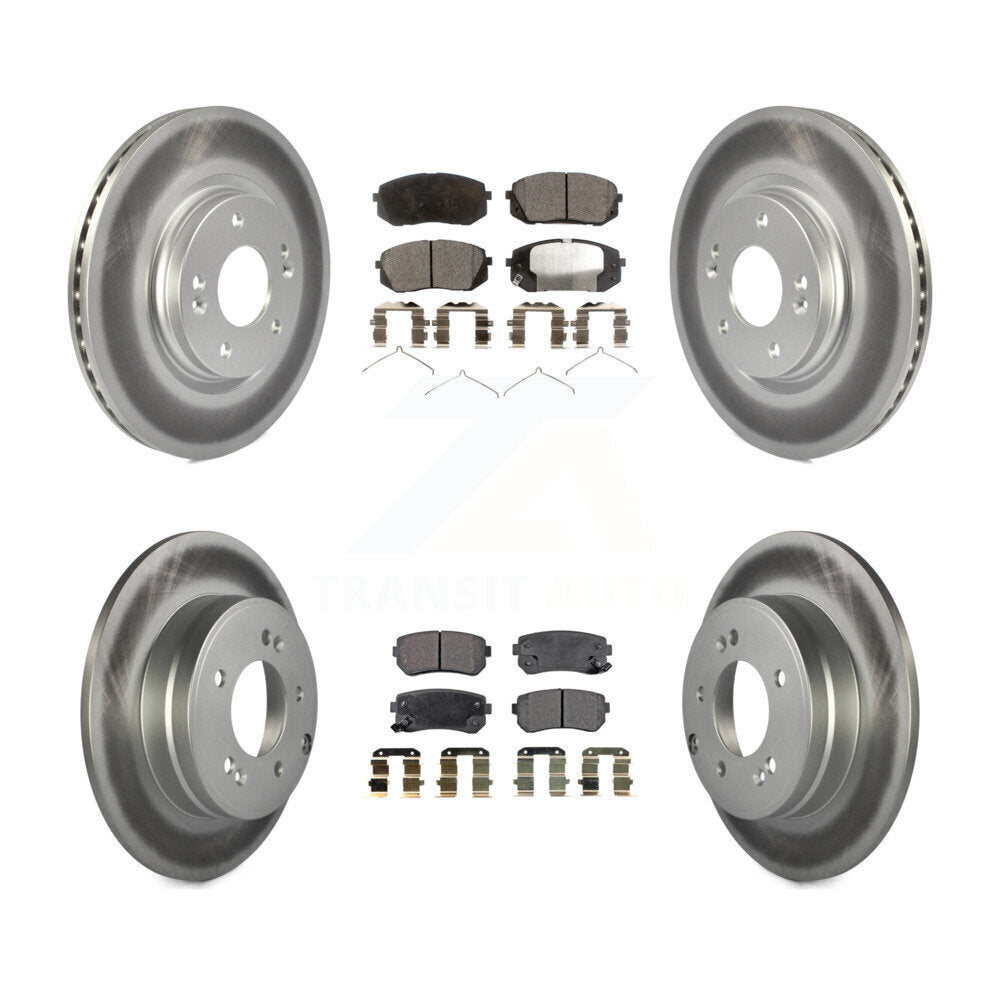 [Avant + Arrière] Kit de disque (revêtu) et plaquette (semi-métallique) de frein pour 2015-2016 Hyundai Sonata GAS engine avec Manual Parking KGF-101162