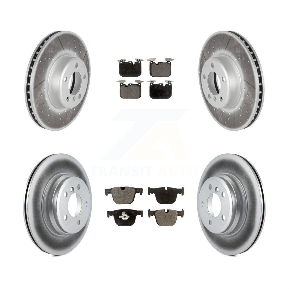 [Avant + Arrière] Kit de disque (revêtu) et plaquette (semi-métallique) de frein pour BMW 340i xDrive 435i 440i Gran Coupe ActiveHybrid 3 sans Blue Painted Calipers KGF-101181 par Transit Auto