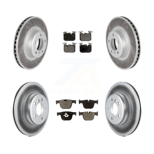 [Avant + Arrière] Kit de disque (revêtu) et plaquette (semi-métallique) de frein pour BMW 340i xDrive 435i 440i Gran Coupe ActiveHybrid 3 sans Blue Painted Calipers KGF-101181 par Transit Auto