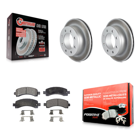 [Arrière] Kit de disque (revêtu) et plaquette (semi-métallique) de frein pour Chevrolet Express 3500 2500 GMC Savana KGF-101195