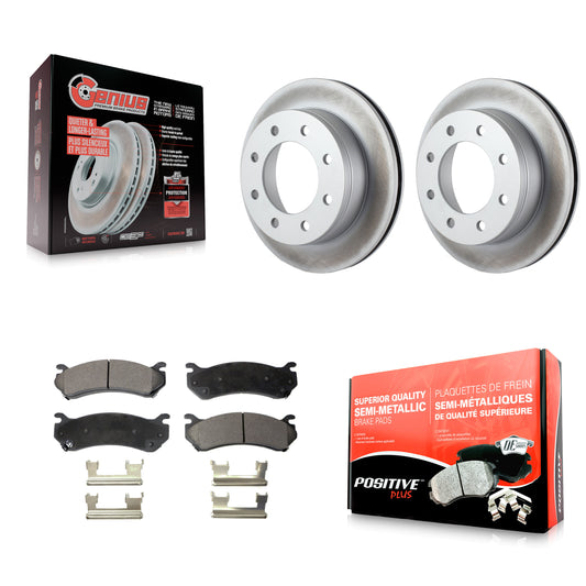 [Arrière] Kit de disque (revêtu) et plaquette (semi-métallique) de frein pour Chevrolet Silverado 2500 HD GMC Sierra Hummer H2 1500 Suburban Yukon XL Avalanche Classic KGF-101196